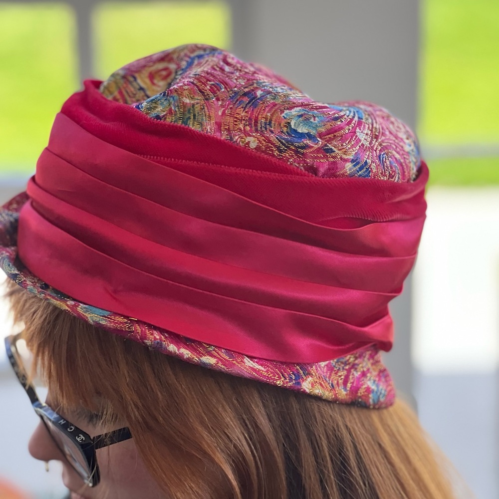 VTG Women's Union Made Hat Multi-Colored with Wide Ribbon Trim
